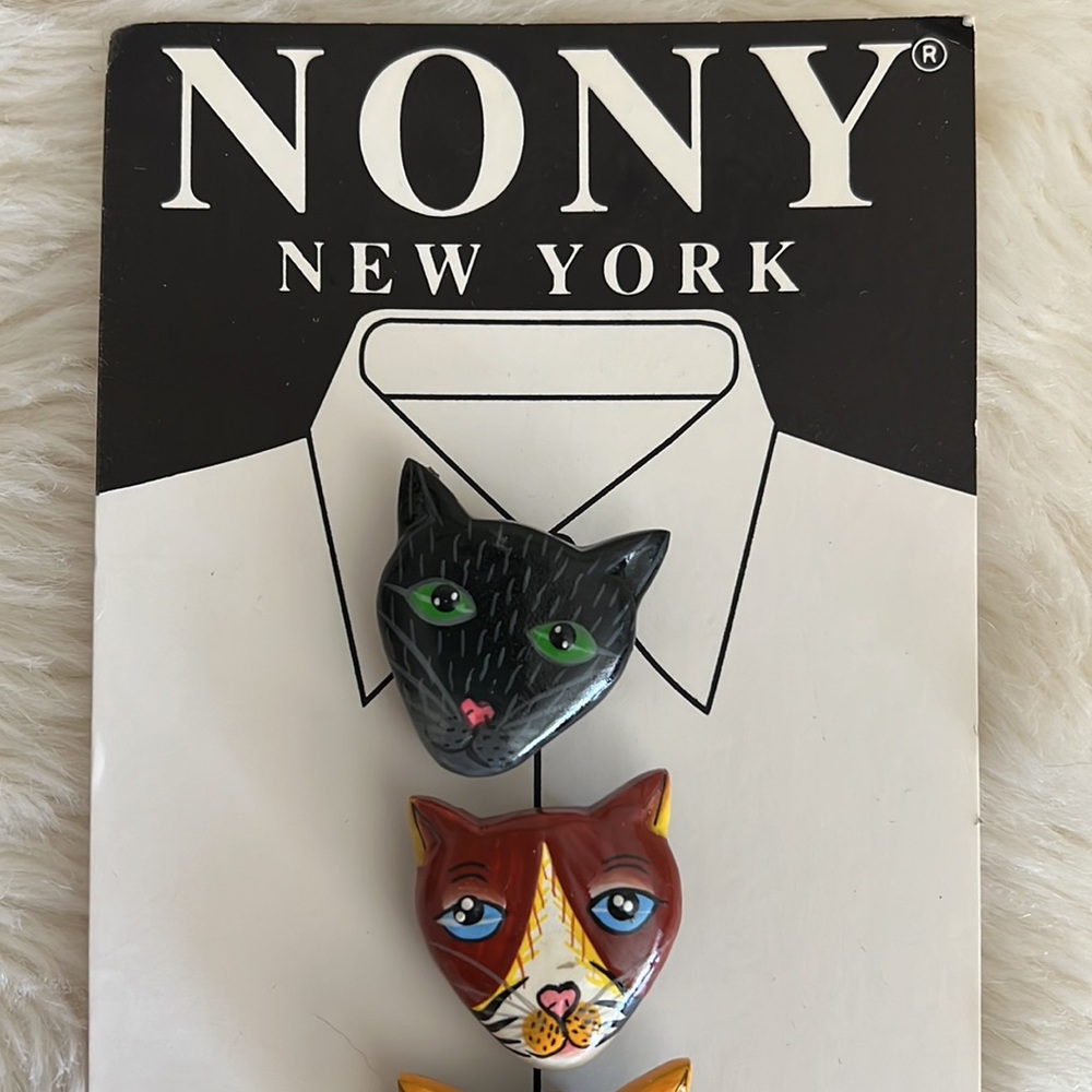 Nony New York Cat Face Button Cover Set of 6
